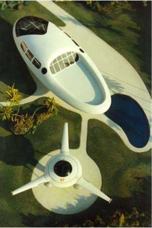 Jacque Fresco - DESIGNING THE FUTURE - The central dome of this airport 
		contains terminals, maintenance facilities, service centers, and hotels